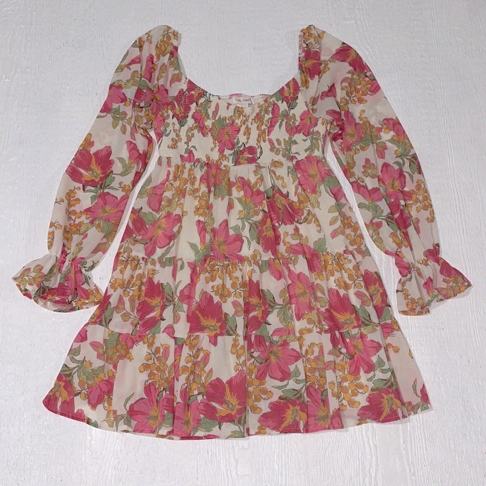 Flying Tomato Floral Dress Boho Babydoll Style Bohemian Dress Puff Sleeve